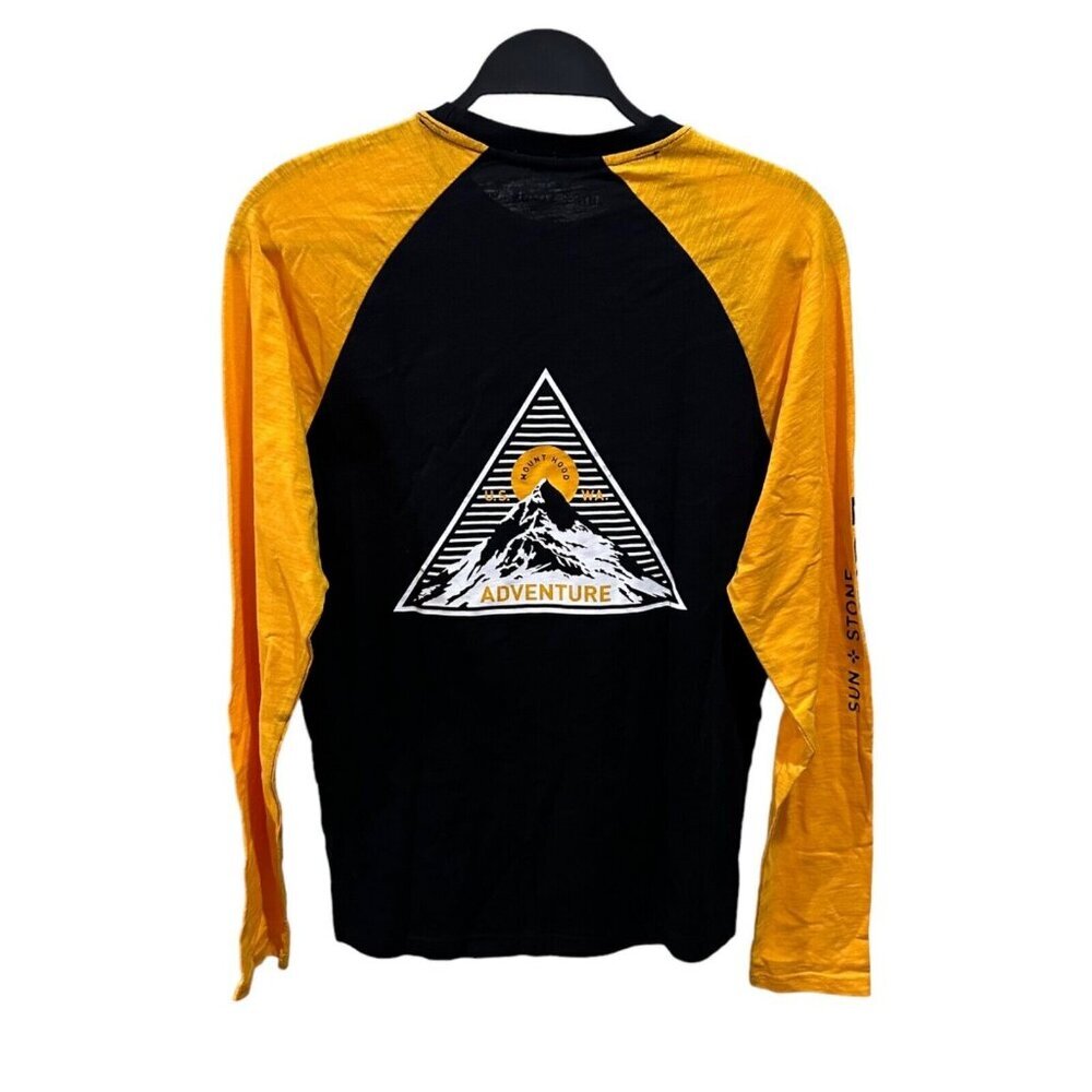 Sun + Stone Mens Size S Mountain Colorblocked Graphic Long-Sleeve‎ T-Shirt NWT